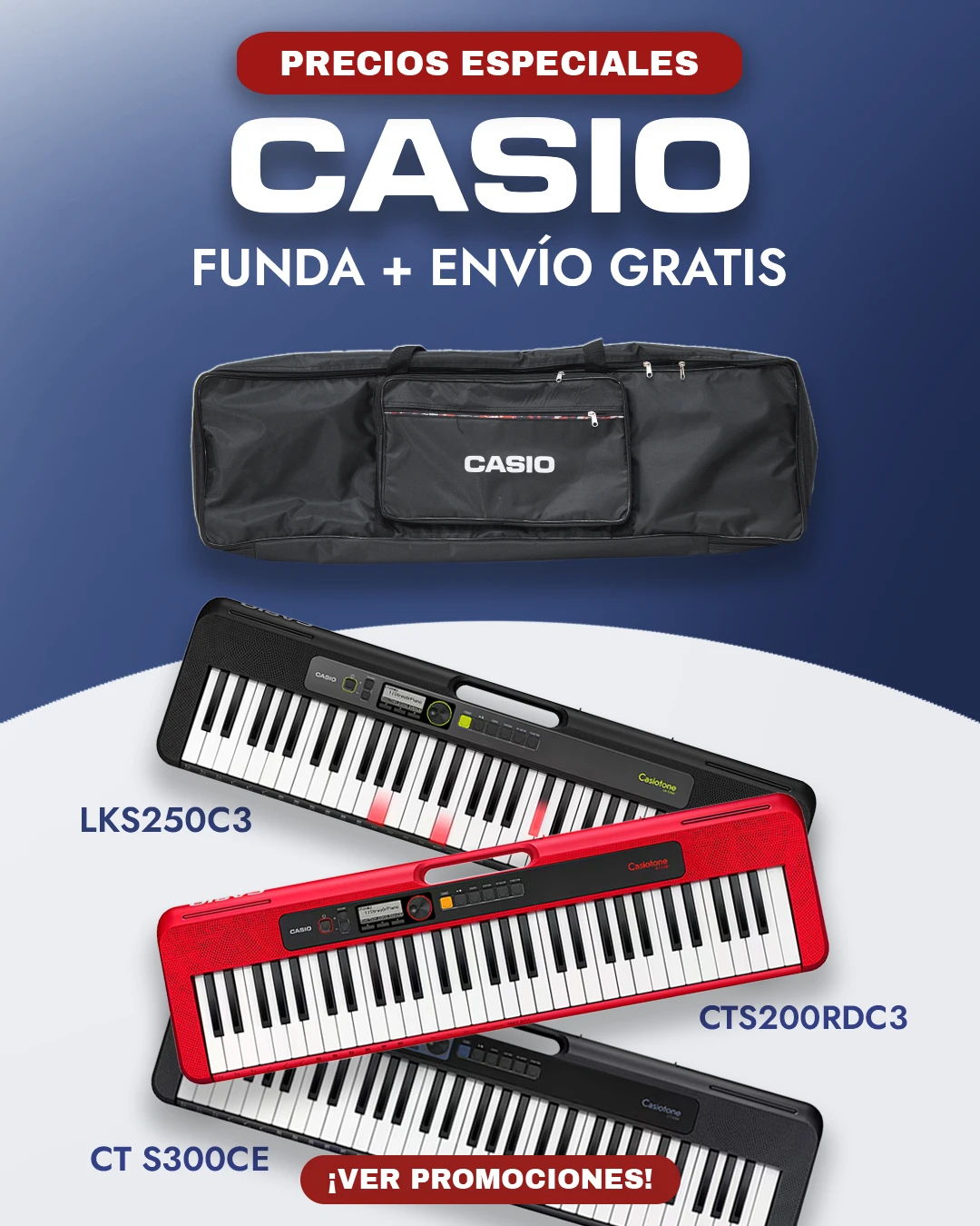 Precios bajos en teclados y pianos marca CASIO