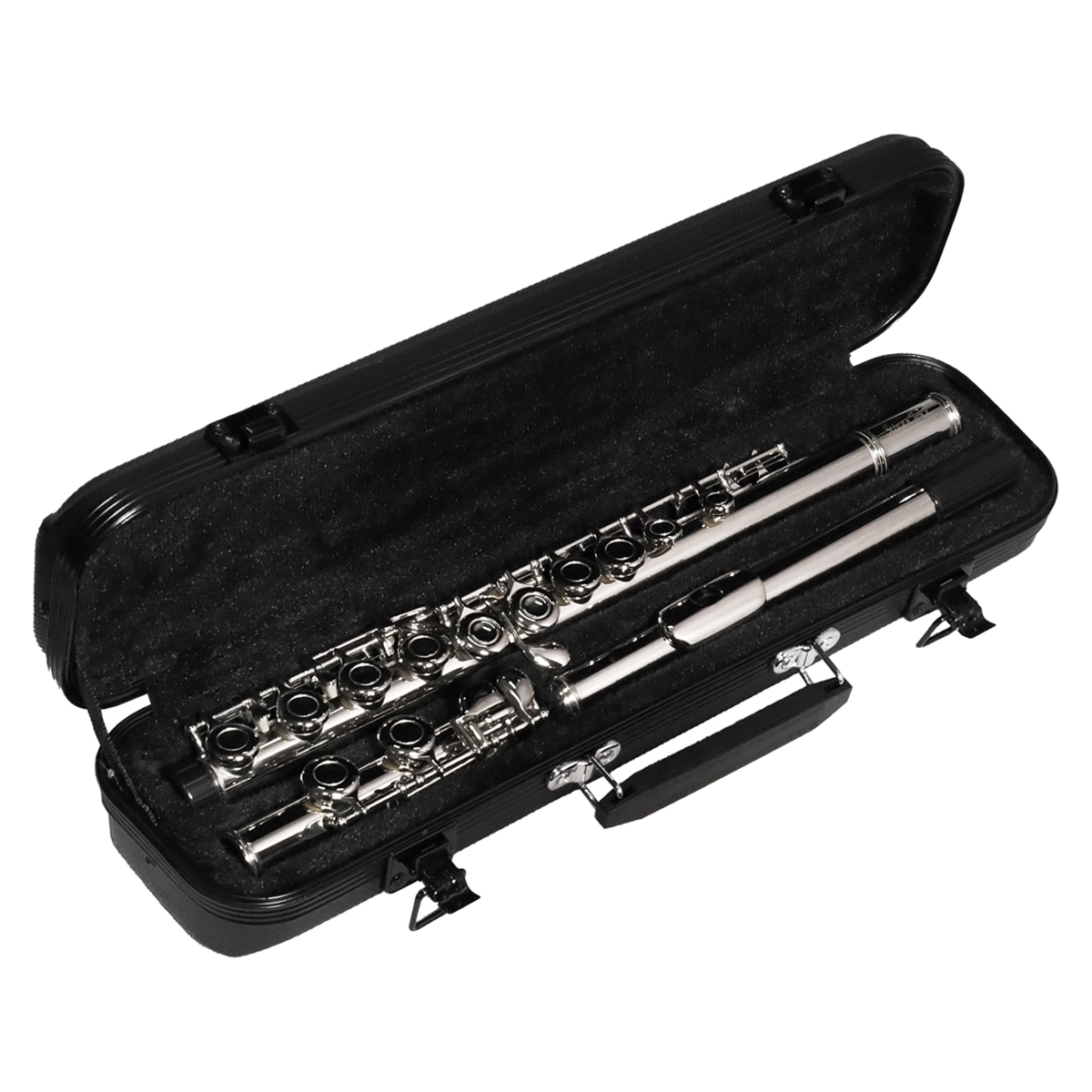Flauta transversa Silvertone SLFT001 en Do con platos cerrados y acabado plateado, incluye estuche rígido