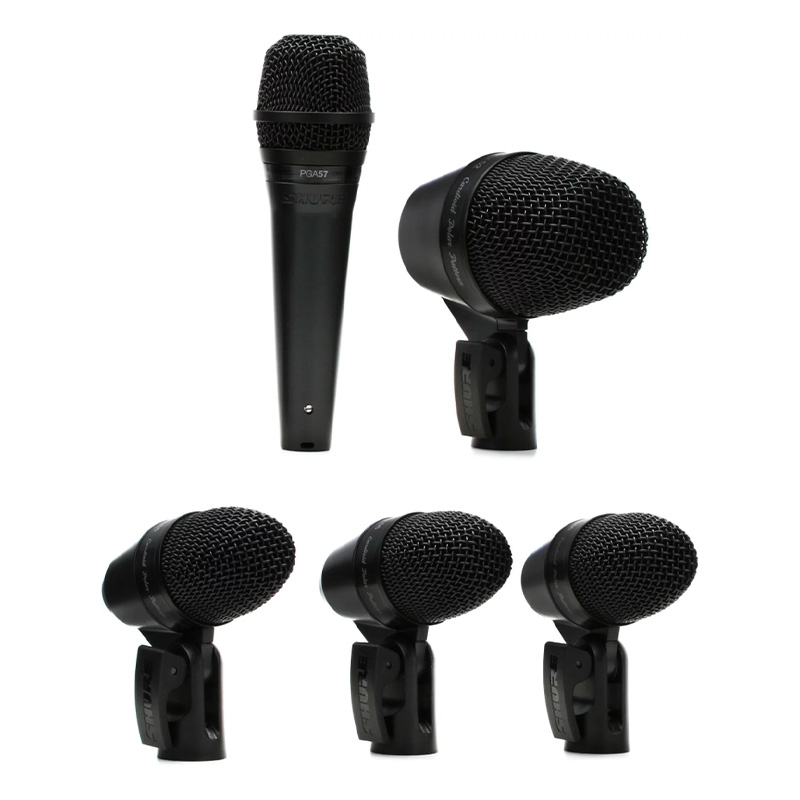 PAQUETE DE 5 MICROFONOS PARA BATERIA E INSTRUMENTOS, SHURE MOD. PGADRUMKIT5