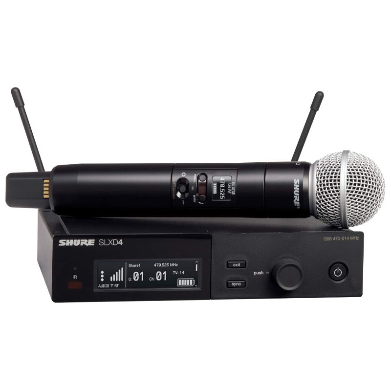 SISTEMA INALAMBRICO DIGITAL SERIE SLX-D CON TRANSMISOR DE MANO SM58 SHURE MOD.SLXD24/SM58