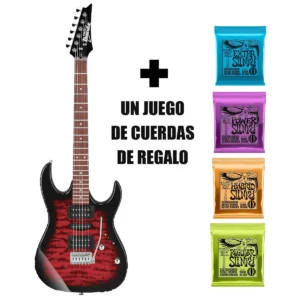 Guitarra Eléctrica Ibanez GRX70Q TRB ROJO con juego de cuerdas de regalo