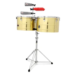 Set de timbales profesionales Latin Percussion Tito Puente LP258-B de bronce con base