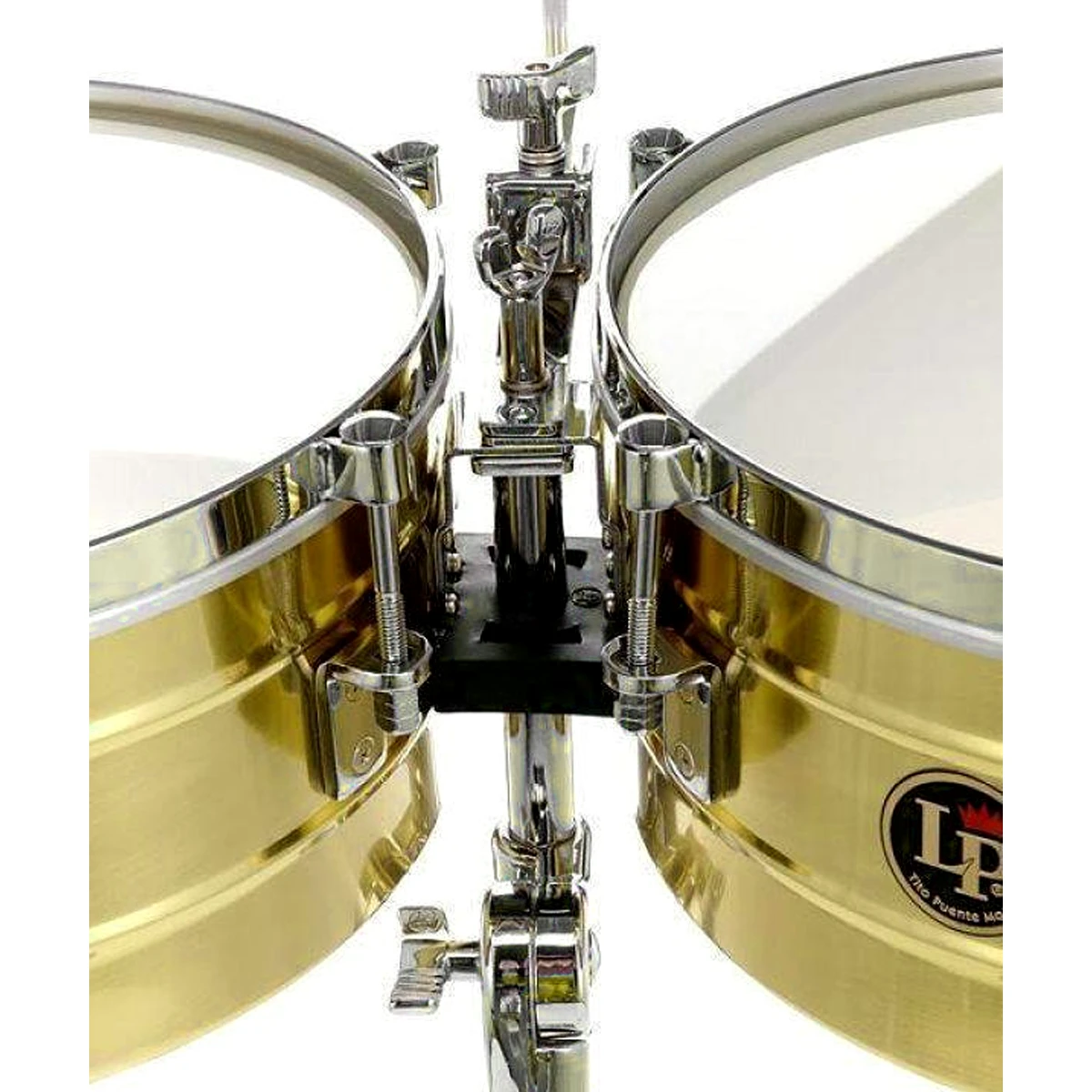 Set de timbales profesionales Latin Percussion Tito Puente LP258-B de bronce con base