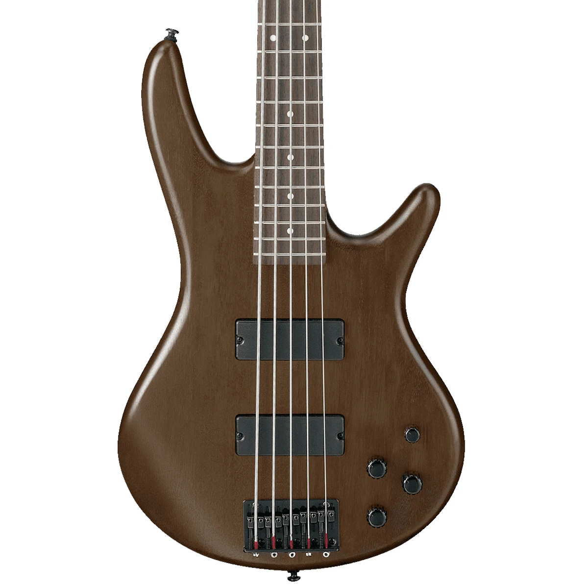 Bajo eléctrico de 5 cuerdas Ibanez GSR205B-WNF en acabado madera nogal mate con herrajes negros