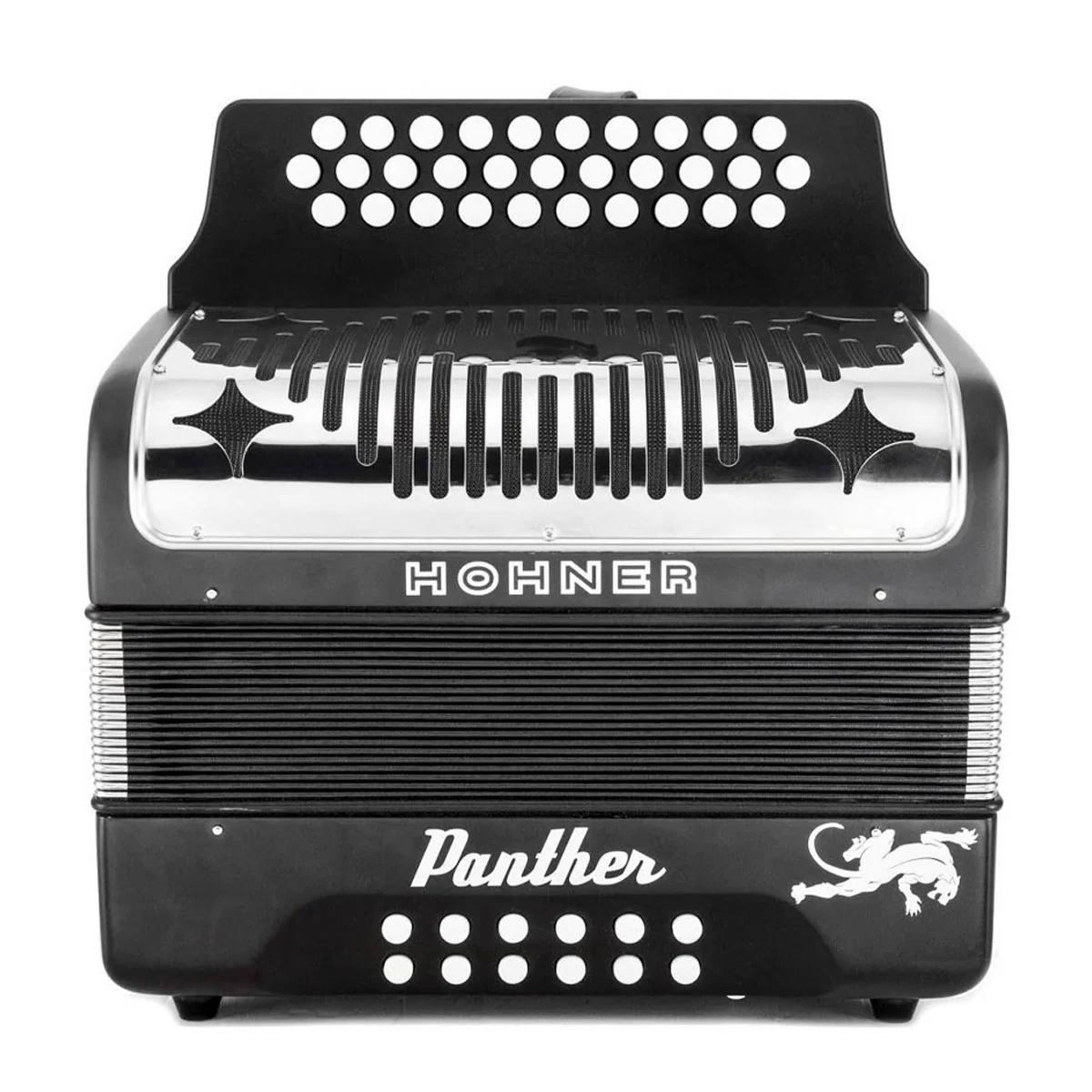Acordeón Diatónico Hohner Panther Fa-Si Bemol-Mi Bemol (A4840) | Negro Mate con Correas - Image 4
