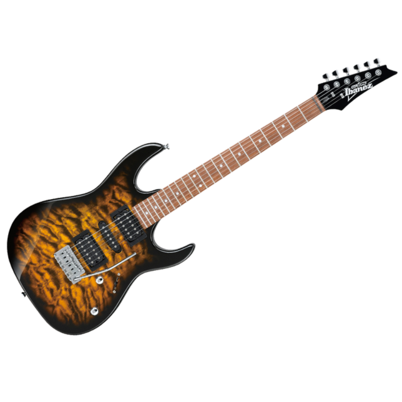 GUITARRA ELECTRICA IBANEZ GIO RGAMBAR TRANSPARENTE SOMBREADO NEGRO MOD. GRX70QA-SB - Image 2