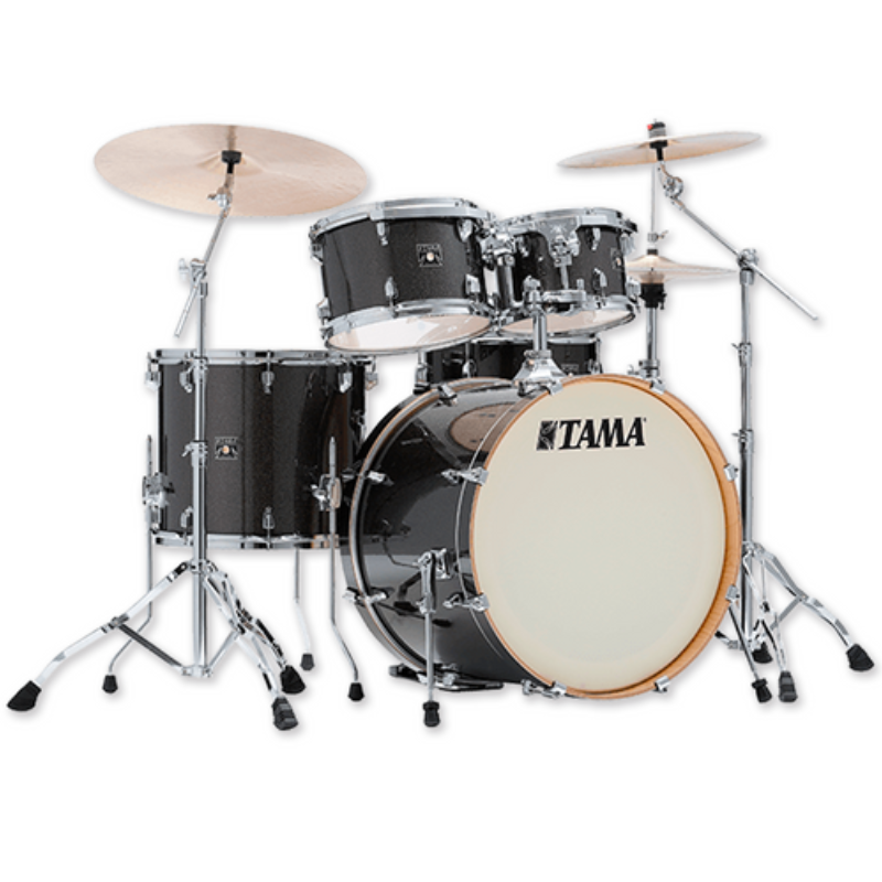 BATERIA TAMA ''SUPERSTAR CLASSIC MAPLE'' DE 5 PZAS. NEGRO BRILLANTE CON ATRILES MOD.CK52KRS-MGD