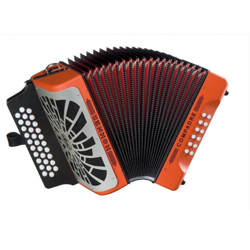 ACORDEON DIATONICO HOHNER ''COMPADRE'' SOL-DO-FA, 31 BOTONES Y 12 BAJOS, ANARANJADO CON FUNDA(4825S) MOD.A48251 - Image 2