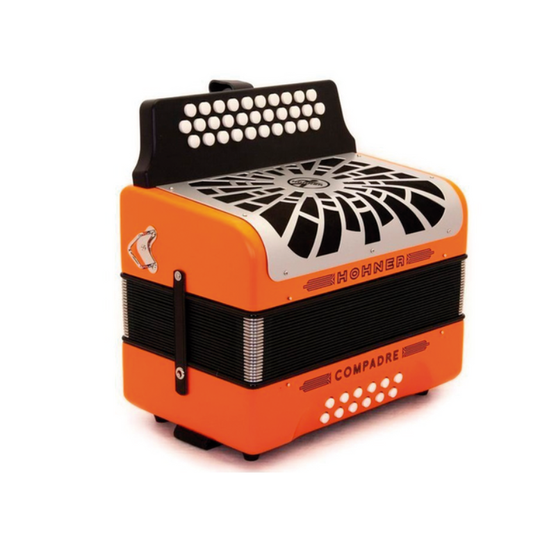 ACORDEON DIATONICO HOHNER ''COMPADRE'' SOL-DO-FA, 31 BOTONES Y 12 BAJOS, ANARANJADO CON FUNDA(4825S) MOD.A48251 - Image 3