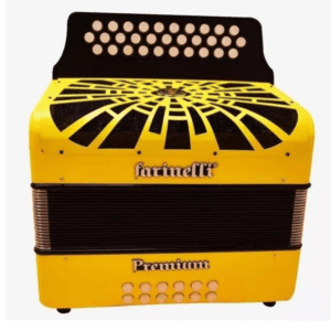 ACORDEON BOTONES FA AMARILLO CON 5 VOCES FARINELLI PREMIUM MOD. 3012FYHG