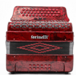 ACORDEON DIATONICO FA ROJO 34K12BS 3 REGISTROS FARINELLI CON ESTUCHE MOD.3412FAR
