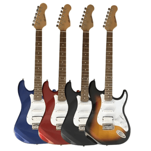 GUITARRA ELECTRICA CARAYA, NEGRA CON FUNDA Y TAHALI MOD. E-211