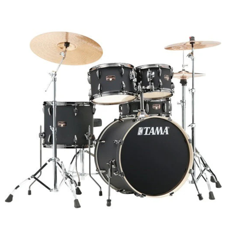 BATERIA TAMA ''IMPERIALSTAR'' DE 5 PZAS. NEGRO MATE CON ATRILES Y ASIENTO MOD. IP50H6WBN-BOB