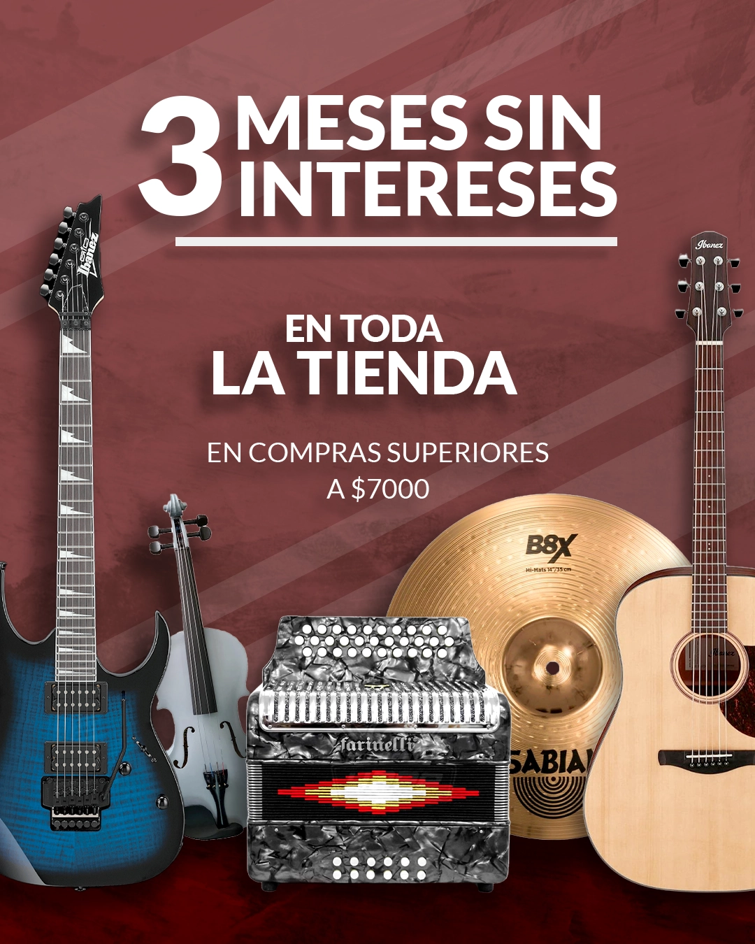 INTRUEMENTOS MUSICALES A 3 MESES SIN INTERESES EN TODA LA TIENDA