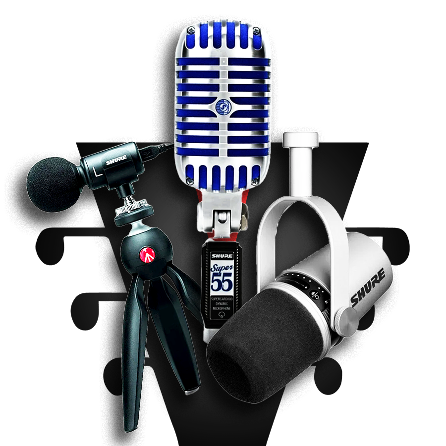 Variedad de micrófonos dinámicos y de condensador para estudio y escenario en Servimusic