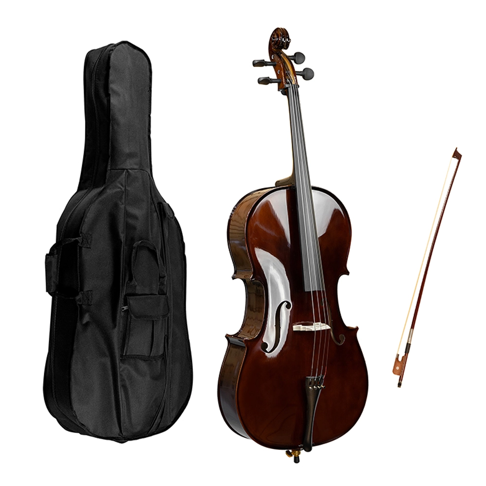 Cello 4/4 Cremona CR030 con funda y arco sobre fondo blanco