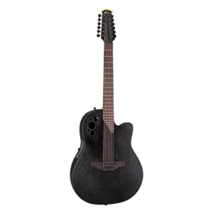 Guitarra docerola Ovation Elite 2058TX-5 color negro con bocas de sonido múltiples