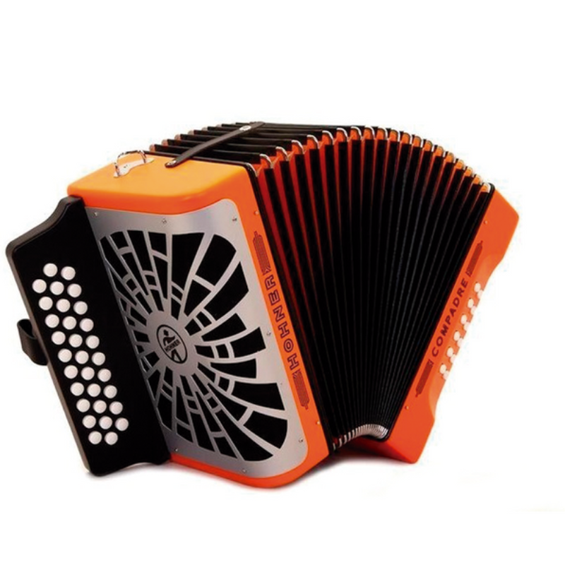 Acordeon Diatonico HOHNER ''Compadre'' FA-SIB-MIB A48451 | 31 Botones Y 12 Bajos | Anaranjado con Funda - Image 2