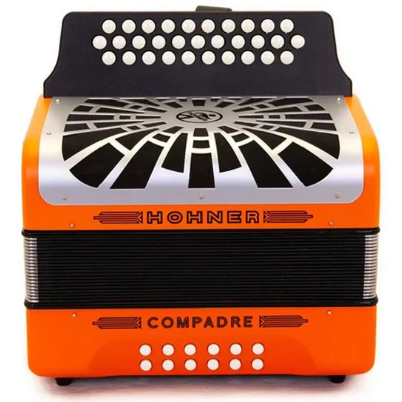 Acordeon Diatonico HOHNER ''Compadre'' FA-SIB-MIB A48451 | 31 Botones Y 12 Bajos | Anaranjado con Funda