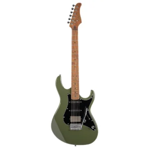 Guitarra eléctrica Cort G250SE ODG en color verde olivo con mástil de arce tostado y configuración de pastillas HSS