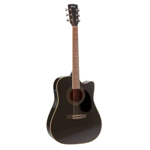 Guitarra electroacústica Cort AD880CE BK color negro brillante con cutaway y preamplificador