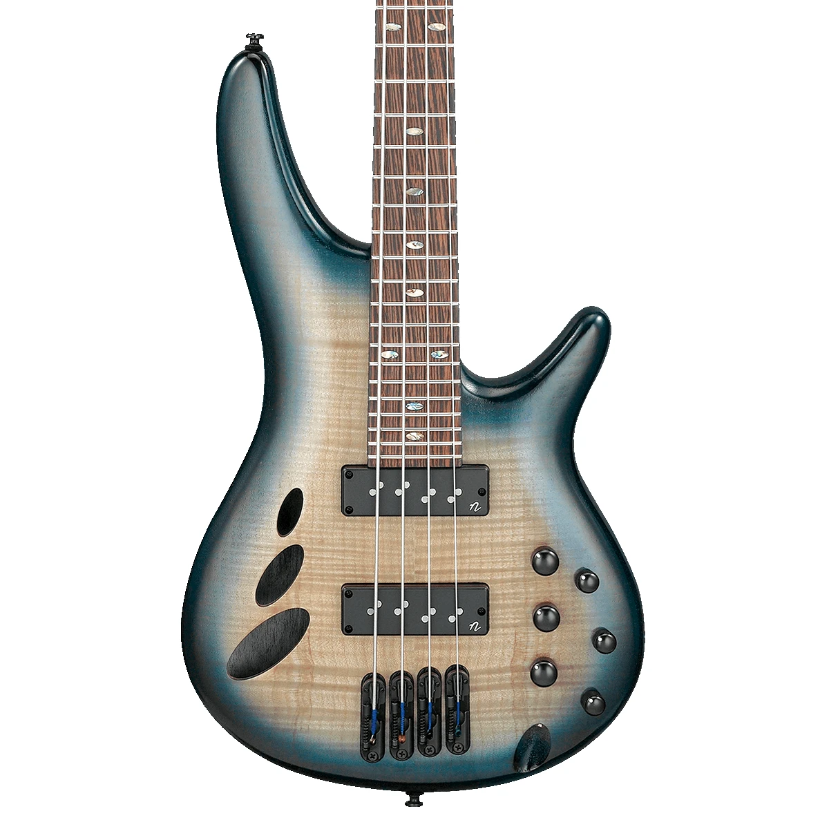 Bajo eléctrico fretless de 4 cuerdas Ibanez SRD900-CTL semiacústico en acabado mate Black Eagle Burst