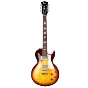 Guitarra eléctrica Cort CR250-VB de la serie Classic Rock en acabado degradado Vintage Burst con tapa de arce flameado