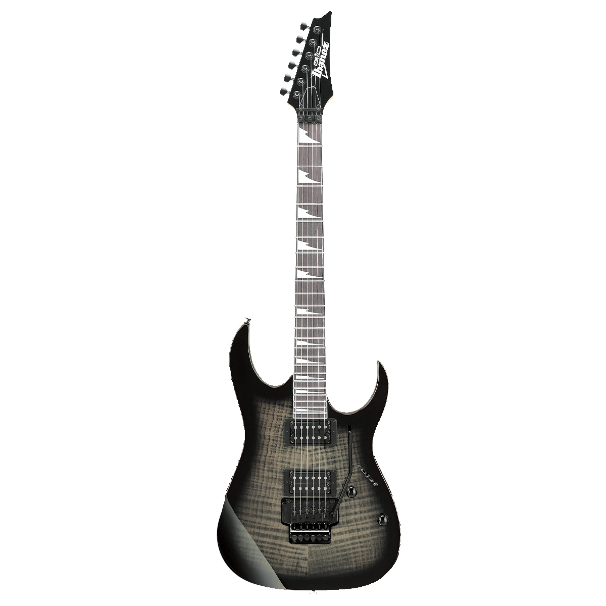 Guitarra eléctrica Ibanez GRG320FA-TKS GIO RG en acabado Transparent Black Sunburst con trémolo de doble bloqueo