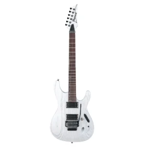 Guitarra eléctrica Ibanez PWM20 Paul Waggoner en acabado blanco con pastillas Mojotone PW Hornet y puente trémolo.