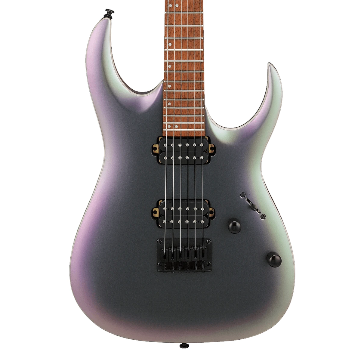 Guitarra eléctrica Ibanez RGA42EX-BAM en acabado mate negro tornasol Black Aurora Burst con pastillas humbucker