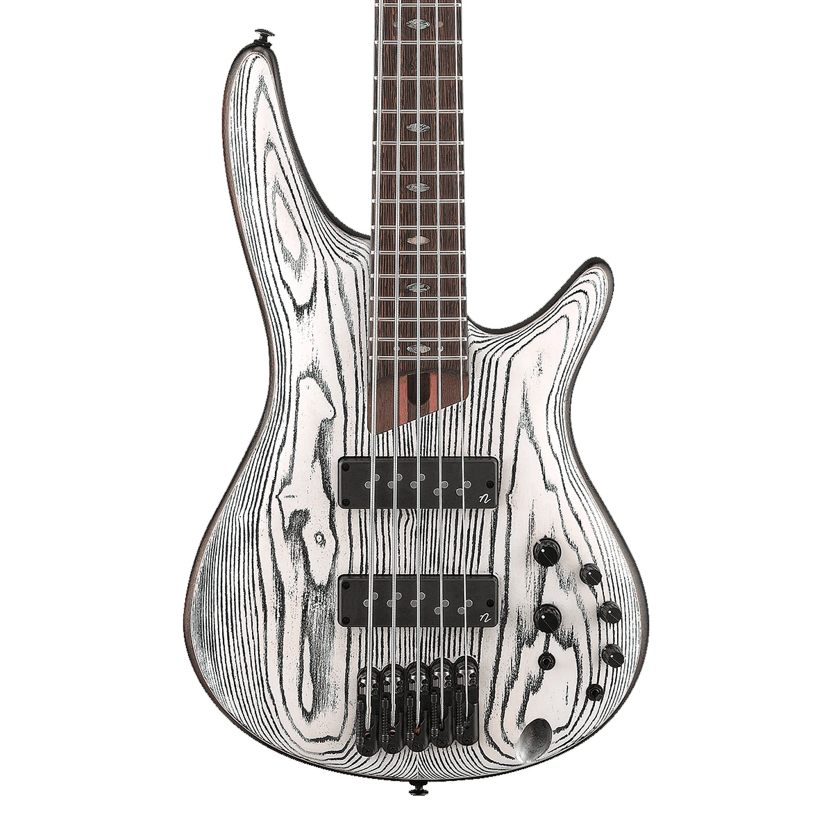 Bajo eléctrico de 5 cuerdas Ibanez SR1325SB Premium con tapa de fresno arenado, pastillas Nordstrand Big Break y herrajes negros de frente.