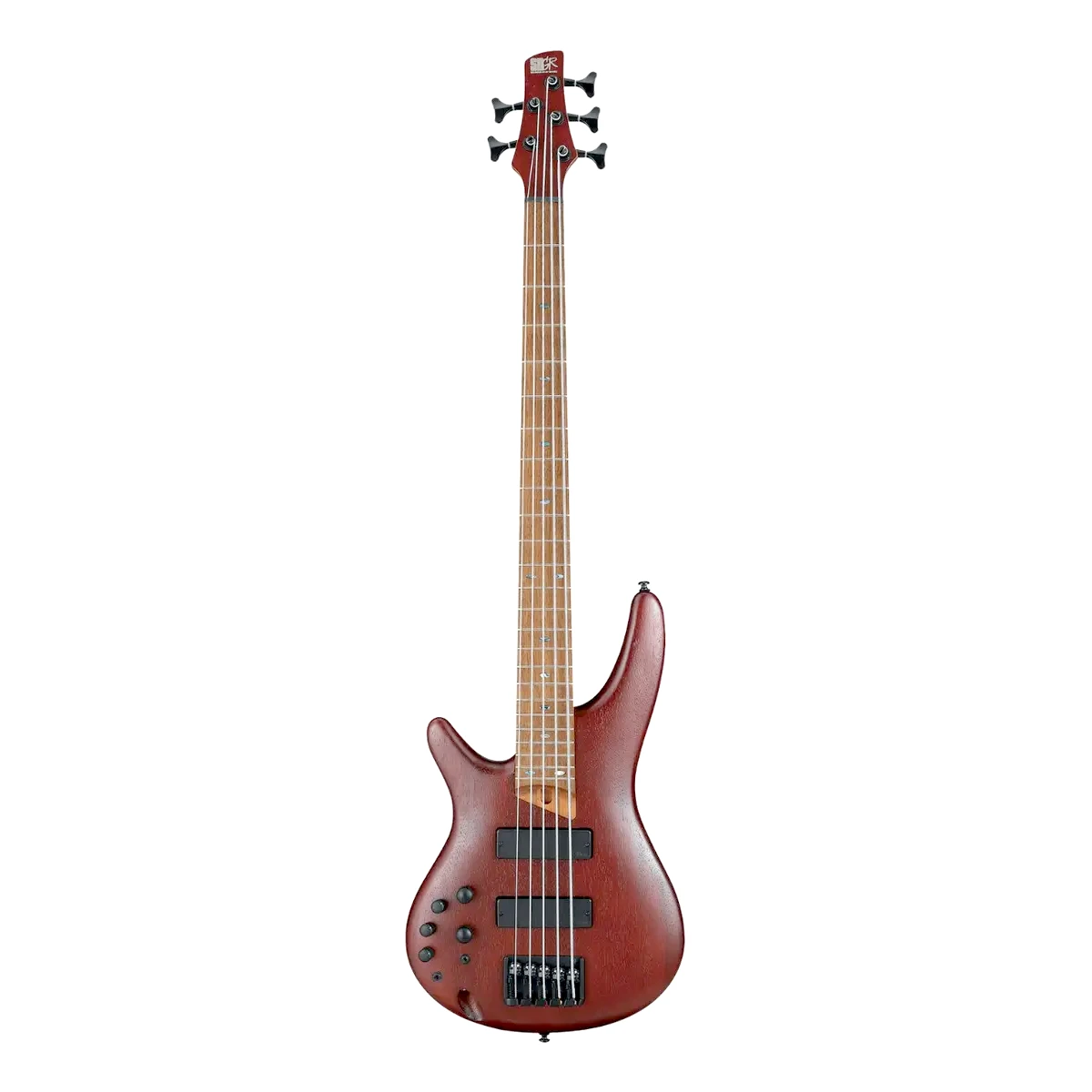Bajo eléctrico de 5 cuerdas para zurdos Ibanez SR505EL-BM acabado Brown Mahogany de frente.