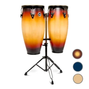 Set de congas dobles de 10 y 11 pulgadas Latin Percussion LP646NYII City Series en acabado madera satinada con atril doble.