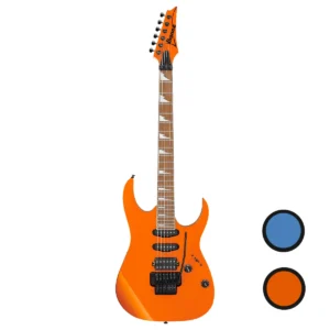 Guitarra eléctrica de 6 cuerdas Ibanez RG460DX acabado Blue Haze con pastillas Quantum HSS y herrajes negros de frente.