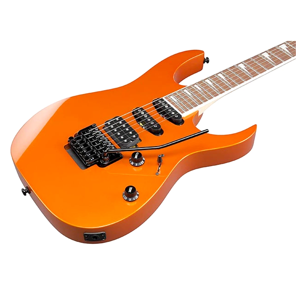 Guitarra eléctrica de 6 cuerdas Ibanez RG460DX acabado Blue Haze con pastillas Quantum HSS y herrajes negros de frente.