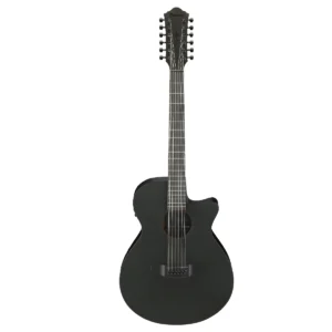 Guitarra electroacústica de 12 cuerdas Ibanez AEG1221-BOT tipo docerola acabado Black Out