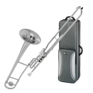 Trombón de pistones en Do Jupiter JTB720VSQ acabado premium bañado en plata brillante de la serie 700.