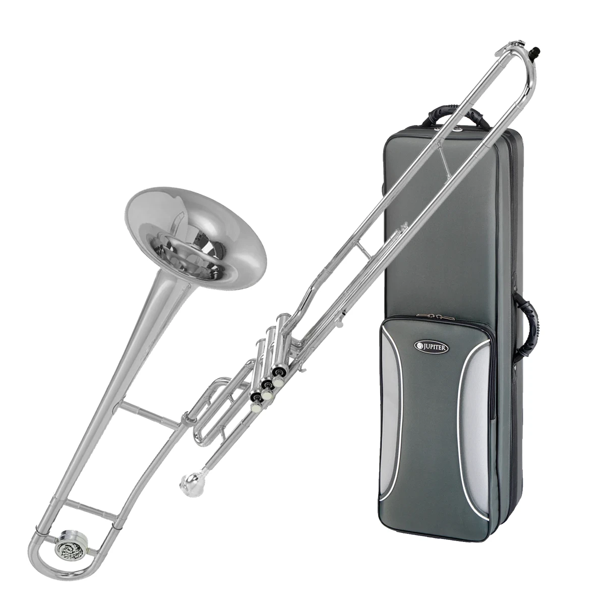 Trombón de pistones en Do Jupiter JTB720VSQ acabado premium bañado en plata brillante de la serie 700.