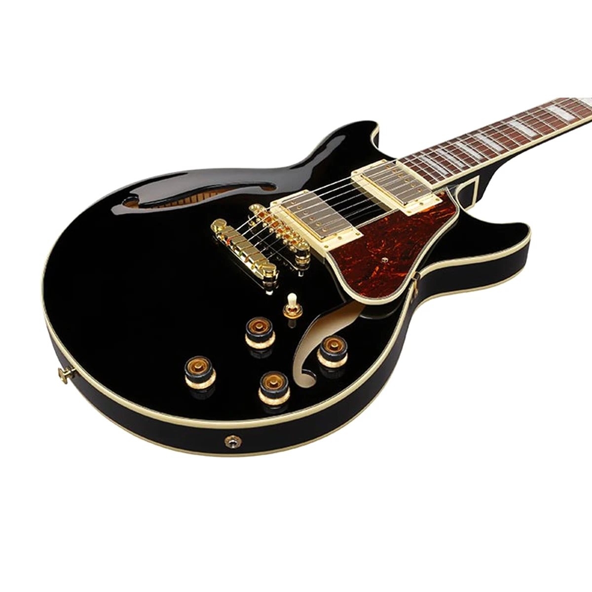 Guitarra eléctrica semihueca compacta Ibanez Artcore AM73G-BK acabado negro brillante