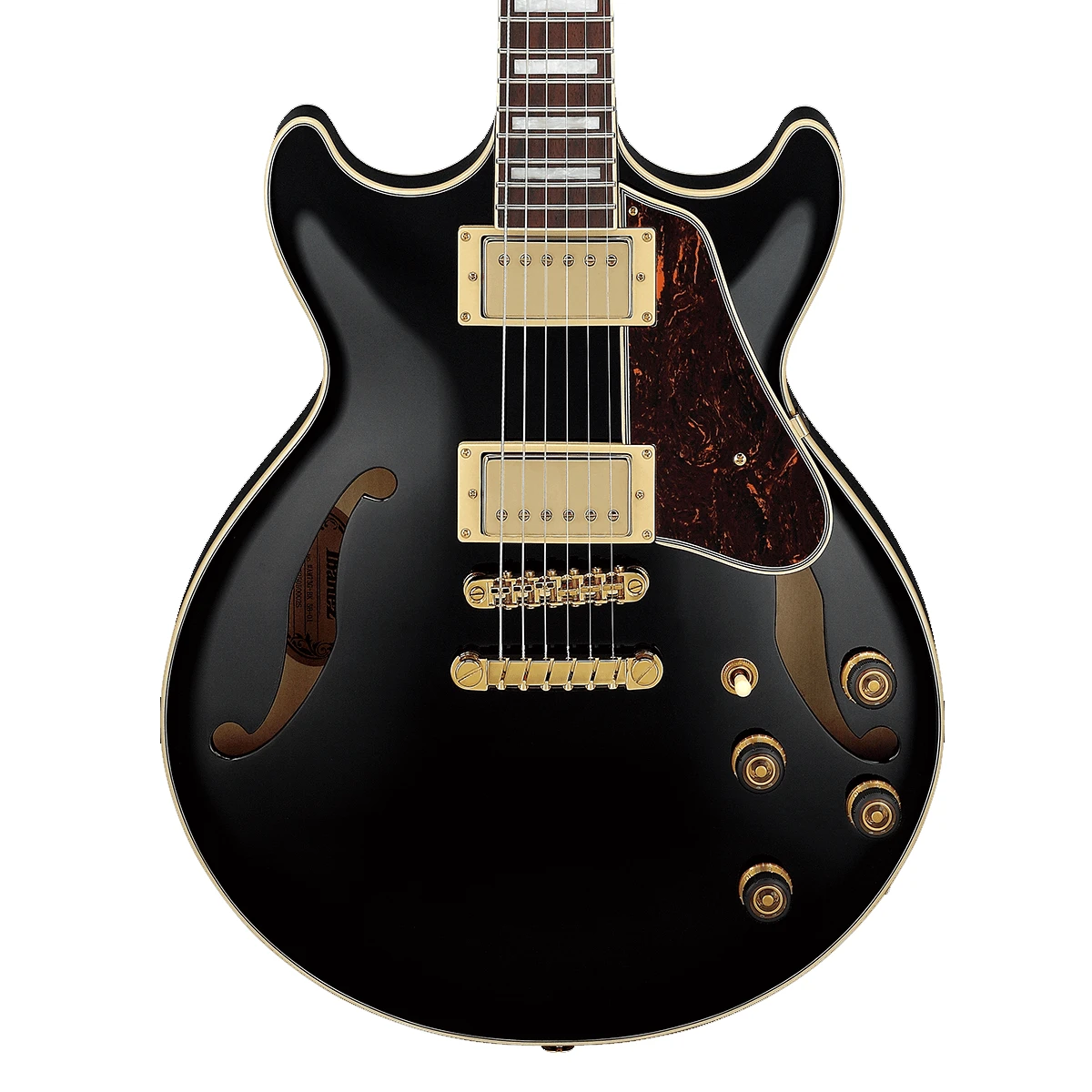 Guitarra eléctrica semihueca compacta Ibanez Artcore AM73G-BK acabado negro brillante