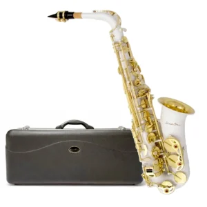 Saxofón alto en Mi bemol Silvertone SLSX022 acabado blanco
