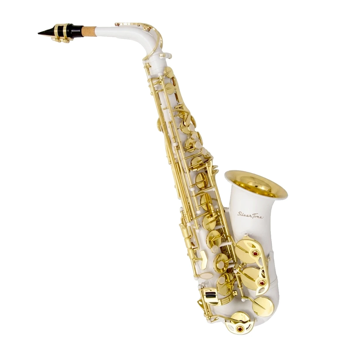 Saxofón alto en Mi bemol Silvertone SLSX022 acabado blanco