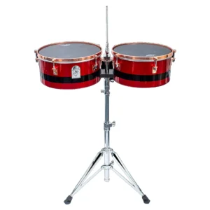 Set de timbales profesionales Toca Eric Velez Signature Series en color Rojo Arándano con soporte cromado