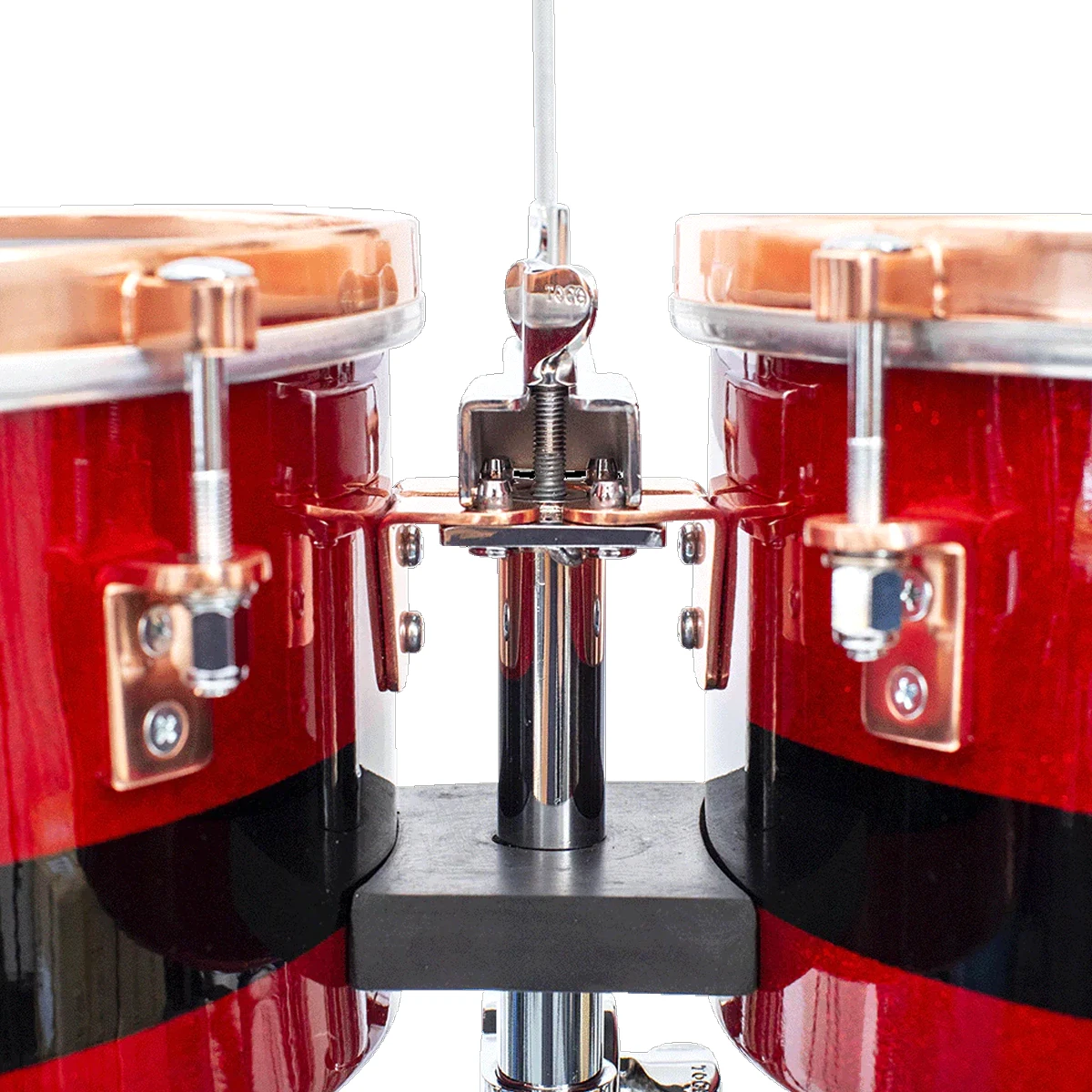 Set de timbales profesionales Toca Eric Velez Signature Series en color Rojo Arándano con soporte cromado