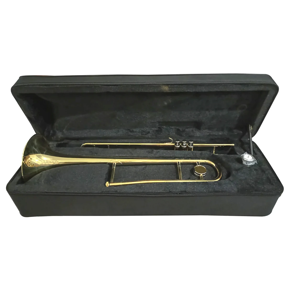 Trombón de émbolos Blessing 6420C-V1 en Do acabado laqueado dorado vista frontal completa
