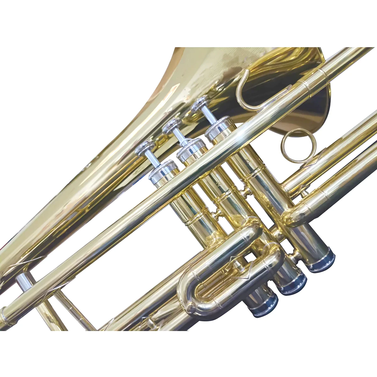 Trombón de émbolos Blessing 6420C-V1 en Do acabado laqueado dorado vista frontal completa