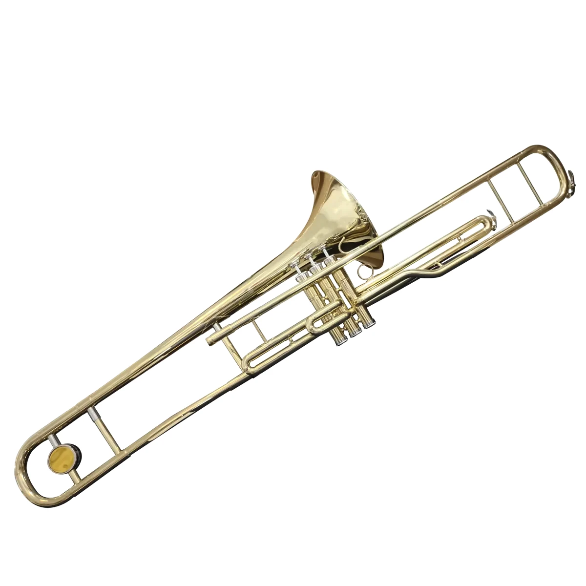 Trombón de émbolos Blessing 6420C-V1 en Do acabado laqueado dorado vista frontal completa
