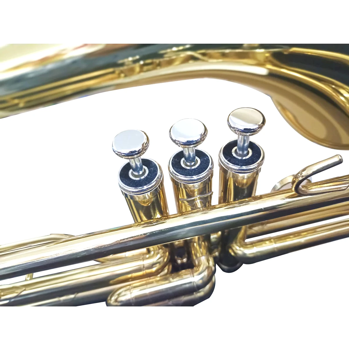 Trombón de émbolos Blessing 6420C-V1 en Do acabado laqueado dorado vista frontal completa