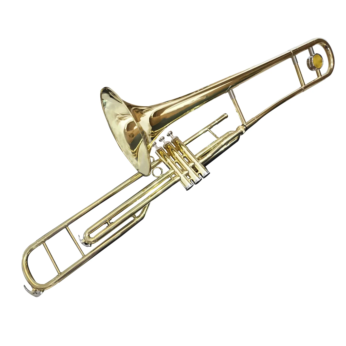 Trombón de émbolos Blessing 6420C-V1 en Do acabado laqueado dorado vista frontal completa
