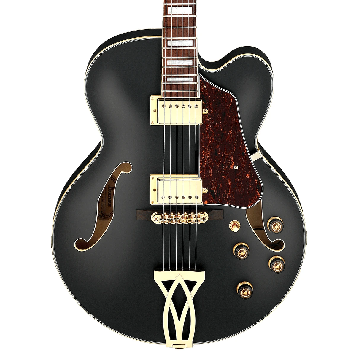 Guitarra eléctrica de cuerpo hueco Ibanez Artcore AF75G-BKF acabado Black Flat